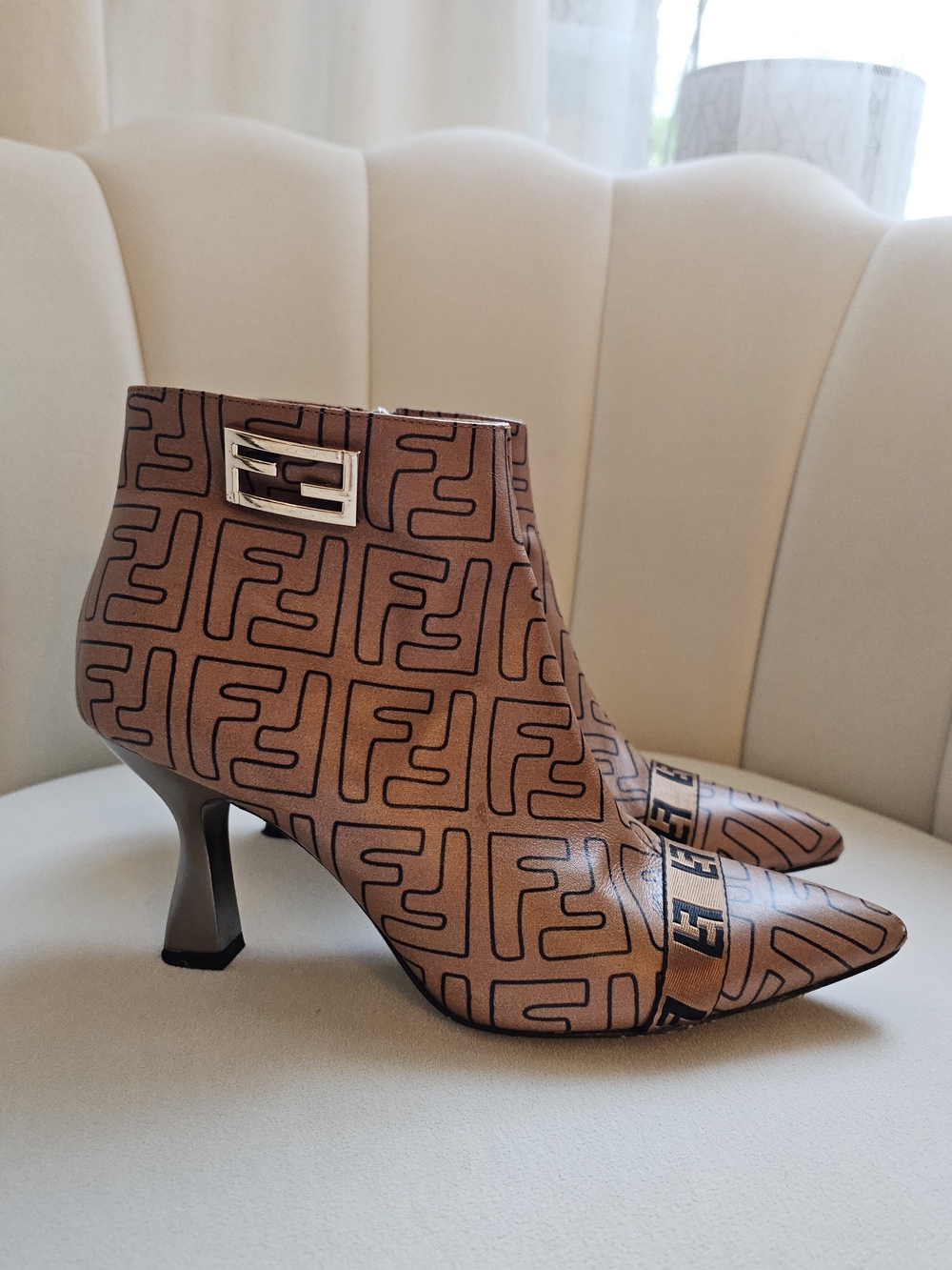 Fendi Vintage Brown Leather Ankle Boots